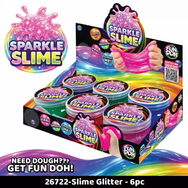 Fun Doh™ Glitter Slime - 6 Pieces Per Retail Ready Display 26722