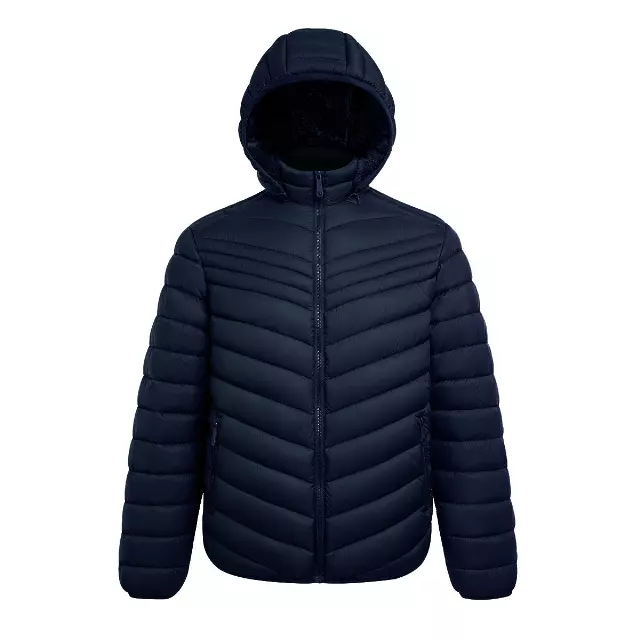 Men’s Solid Berber Lined Full Zip Puffer Jacket with Hood - Style #MFJ807 - $16.90/Unit 12 PC — M-2XL (WHOLESALE) / Navy