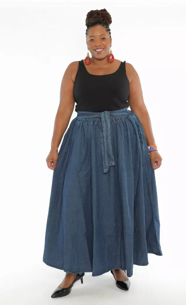 7006 - Denim Maxi Skirt (3/pk) - Free Size - $25.00 Each
