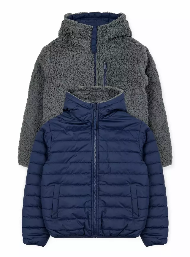 Boys' Reversible Jacket With Sherpa Lining #25 — Navy / 4-5-6-7