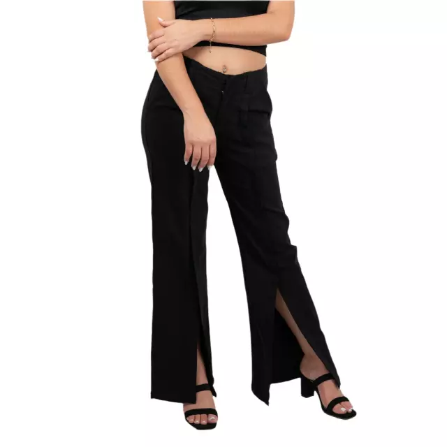 ChicaLuv - High-Rise Hyper-Stretch Wide-Leg Trousers with Side Slits XV2045