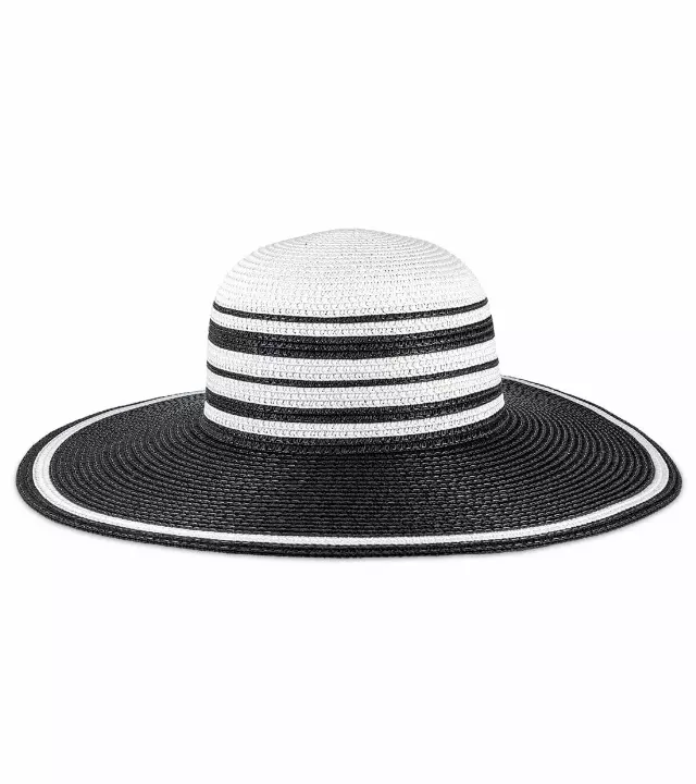 Magid Straw Color Block Floppy Hat — BLACK