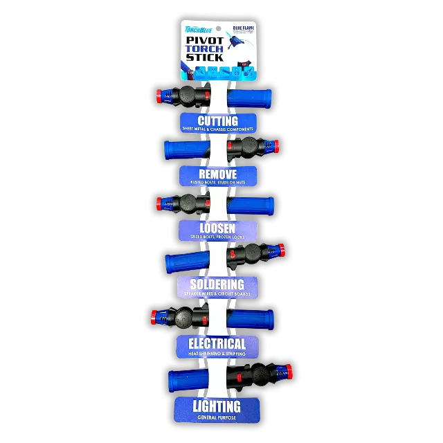 Pivot Head Torch Stick Lighter with Merchandising Hang Strip - 6 Pieces Per Retail Ready Display 41553