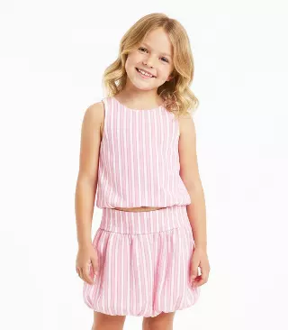 GIRLS PINK Textured Woven Top W Bubble Skirt Set - 2461002