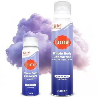 WHOLESALE LUME INVISIBLE SPRAY DEODORANT 2 PIECE SET 3.6 OZ & 1 OZ - SOFT POWDER - 48 PIECE LOT