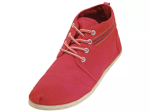 W010001L - Women's "Easy USA" Hi-Top Canvas Shoes — Red (W010001L-R) / 5-10 Assorted