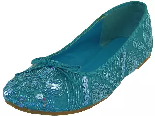 S9100L - Women's "Easy USA" Sequin Ballet Flat Shoes — Turquoise (S9100L-Q) / 5-10 Assorted