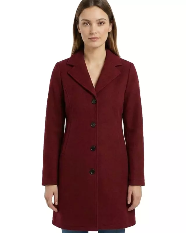 Women’s Midi Wool Coat #21 — Burgundy / S-M-L-XL