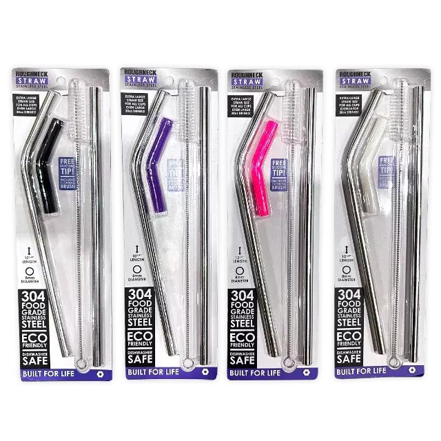 Variety Of High-Quality Stainless-Steel Straws - 6 Pieces Per Pack 41691