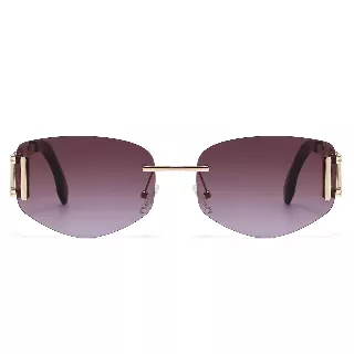 Luxury Frameless Sunglasses with Detailed Medallion Hardware SK11143