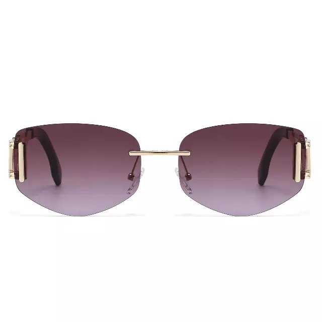 Luxury Frameless Sunglasses with Detailed Medallion Hardware SK11143
