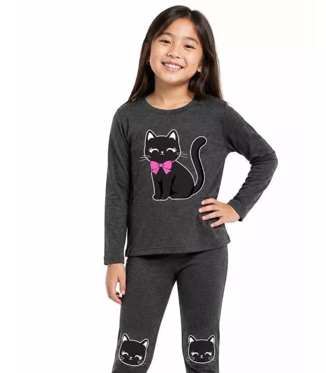 GIRLS PINK Cat Applique on Chest and Knee Hits Jogset - 8717504