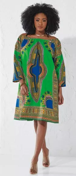 214 - Off-shoulder Dashiki Dress -$15.00 Each (3 pcs per pack)