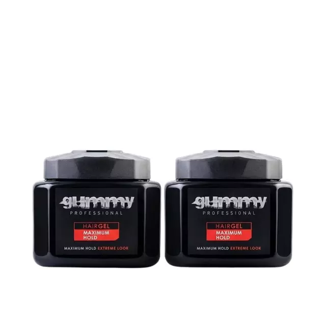 Gummy Hair Gel Maximum Hold Extreme Look, Alcohol-Free Styling Gel for Men & Women, Long-Lasting Strong Hold with Non-Flaking Shine Finish for All Hair Types, 23.5 Oz / 700ml Pack of 2