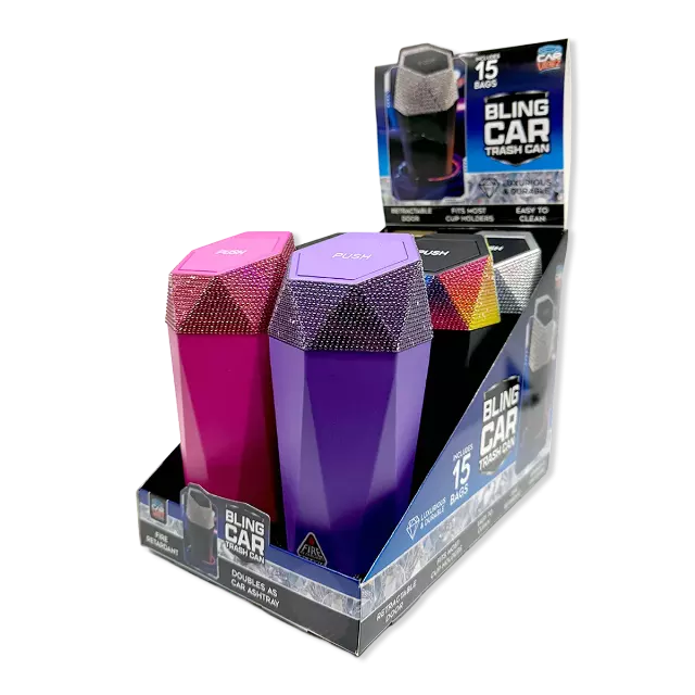 Mini Car Bling Trash Can Accessory - 6 Pieces Per Retail Ready Display 26470
