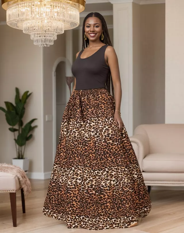 6011A - NEW PRINT ALERT!! - Three Panel Elastic African Print Skirt (3/Pk) - Free Size - $12.00 Each — Free Size / Print-254