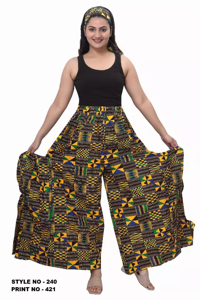 240 - NEW PRINT ALERT!! Ankara Palazzo Pants With Big Side Pockets (3 PCS PRE-PACK) - $20.00 Each — One Size (4 - 24) / Print-421