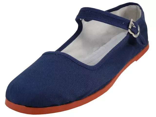 T2-114L - Women's "Easy USA" Cotton Upper Classic Mary Jane Shoes — Navy (T2-114L-N) / 35