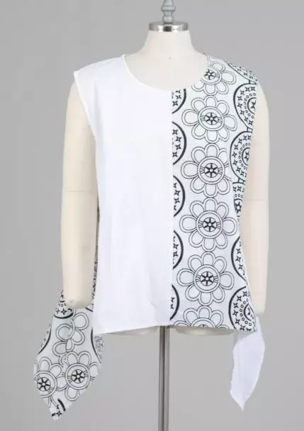 7222- Sleeveless Top with Sharkbite Hem (3pcs PRE-PACK) ($7.5 Each) SALE!!! — One Size / Print-469
