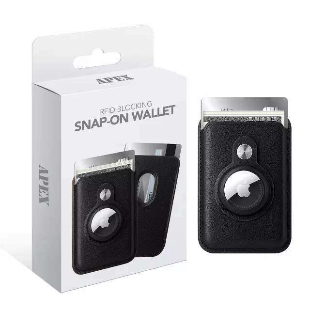 RFID Blocking MagSafe Magnetic Card Wallet with AirTag Pocket — Black