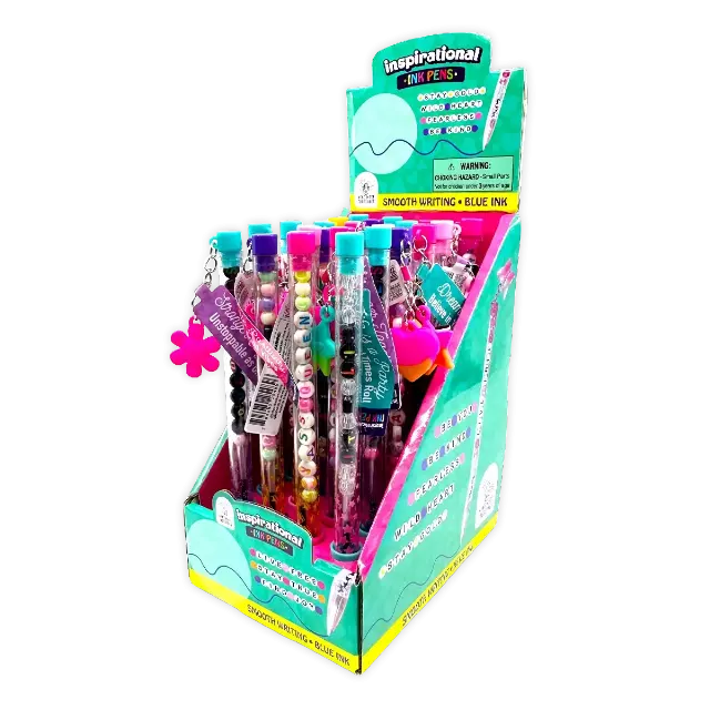 Beaded Inspirational Ink Pen with Charm - 24 Pieces Per Retail Ready Display 25489