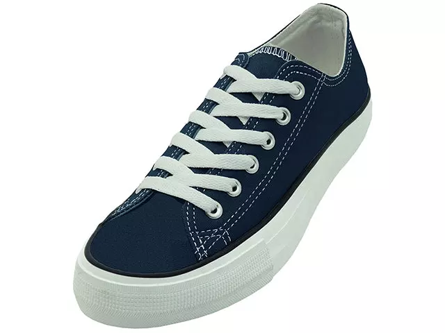 S327M - Men's "Easy USA" Basketball Lace Up Canvas Shoes — Blue (S327M-Blue) / 7-13 Assorted