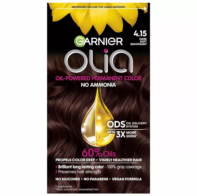 WHOLESALE GARNIER OLIA AMMONIA FREE HAIR COLOR - DARK SOFT MAHOGANY 4.15 - 48 PIECE LOT