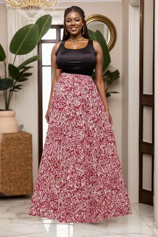 7001SK - 8 Panel African Print Skirt - Authentic African Wax (3-PCS PRE-PACK) - $25 Each — One Size / Print-484 / 3-Pcs Per Pack