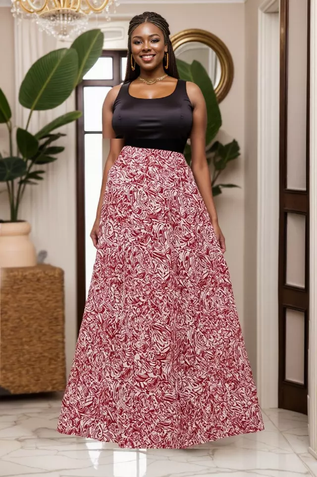 7001SK - 8 Panel African Print Skirt - Authentic African Wax (3-PCS PRE-PACK) - $25 Each — One Size / Print-484 / 3-Pcs Per Pack