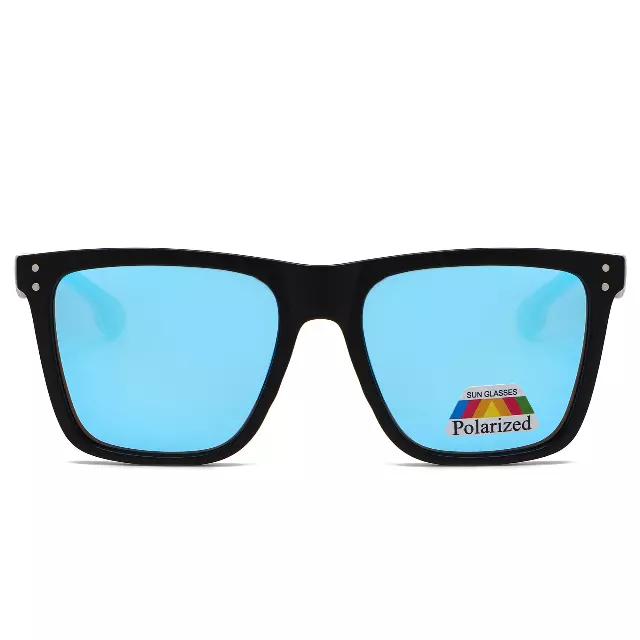 Wholesale Polarized Square Sunglasses with Cutout Metal Geometry Temples PL11072