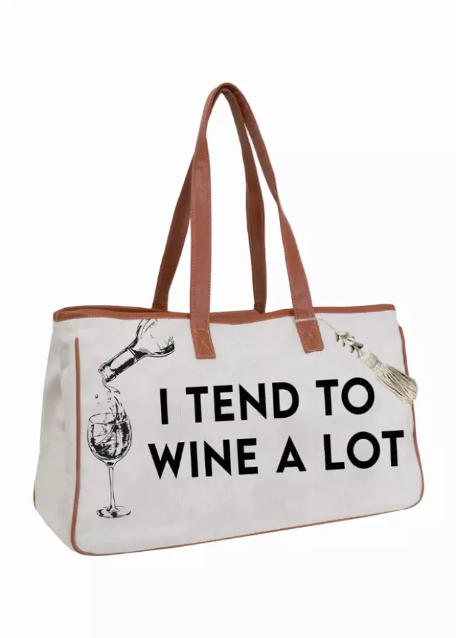 Magid Canvas Wine Tote "I TEND TO WINE ALOT"