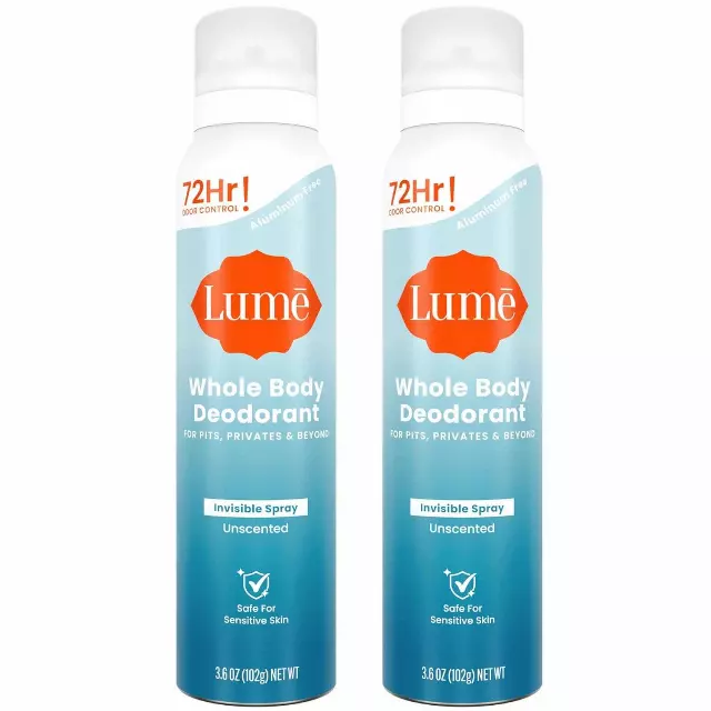 Lume Invisible Spray Deodorant For Women – Whole Body Deodorant Spray – 72 Hr Odor Control – Ozone Friendly, Natural Propellant – Aluminum & Baking Soda Free, Skin Loving – 3.6 ounce (Unscented)