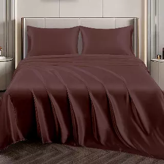Silky-Soft Satin Sheet Set (4-Piece) — Chocolate / King