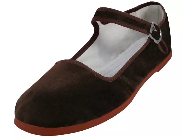 T2-118L - Women's "Easy USA" Velvet Upper Classic Mary Jane Shoes — Brown (T2-118L-T) / 35
