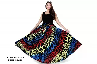 PLUS SIZE 7001X - NEW PRINTS ALERT!!! 8 Panel African Print Skirt - Authentic African Wax (3-PCS PRE-PACK) - $26 Each — One Size (20-34) / Print-538 / 3-Pcs Per Pack