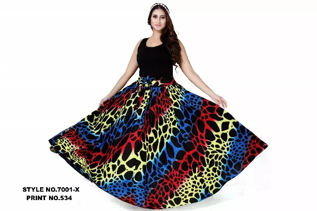 PLUS SIZE 7001X - NEW PRINTS ALERT!!! 8 Panel African Print Skirt - Authentic African Wax (3-PCS PRE-PACK) - $26 Each — One Size (20-34) / Print-538 / 3-Pcs Per Pack