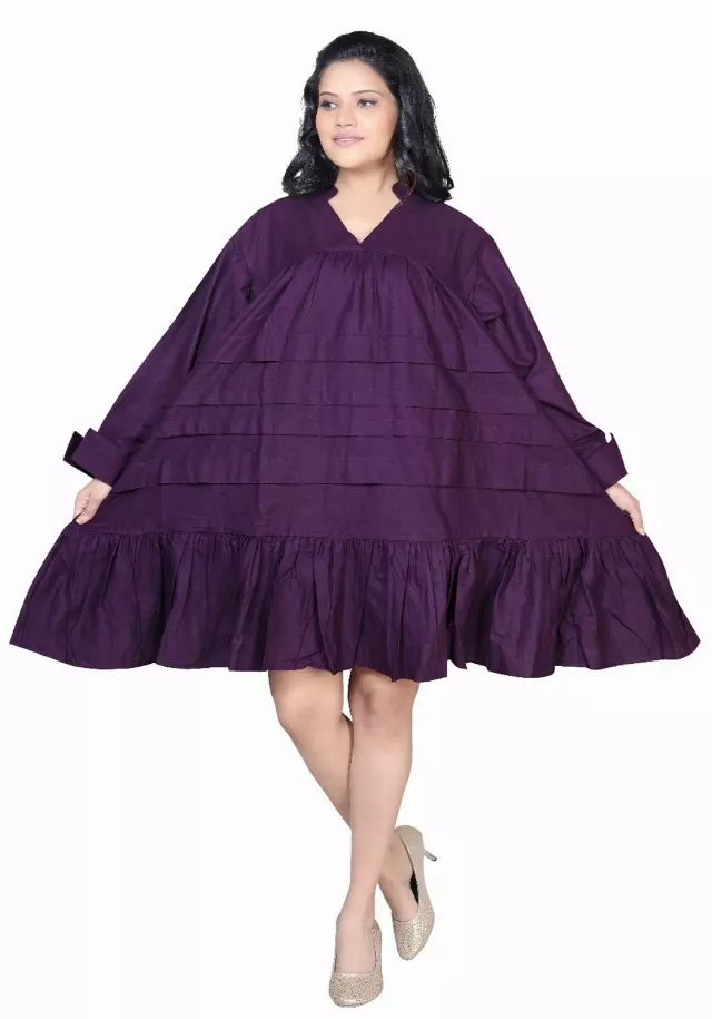 7579S - ON SALE!!! Solid Tunic Dress (3 PCS PRE-PACK) - $15.00 EACH — One Size (4 - 24) / Purple