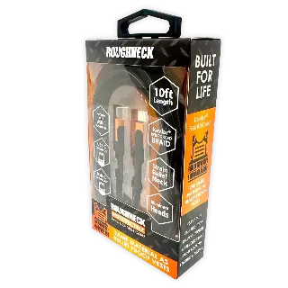 Charging Cable Roughneck USB-C to USB-C 10FT 2.4 Amp - 3 Pieces Per Pack 24571