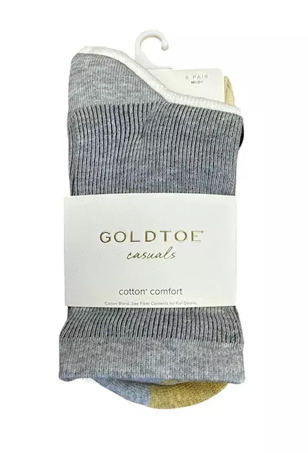#6-GT-1744106 Women’s ‘Gold Toe’ Midi Crew Socks – $4.90 Per 6 Pair Pack (12 Packs)