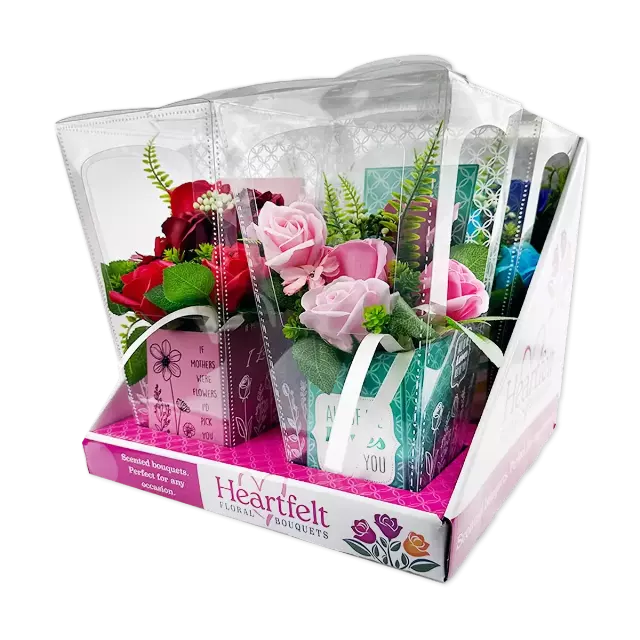 Scented Flower Bouquet Floral Box Assortment - 4 Pieces Per Retail Ready Display 25800