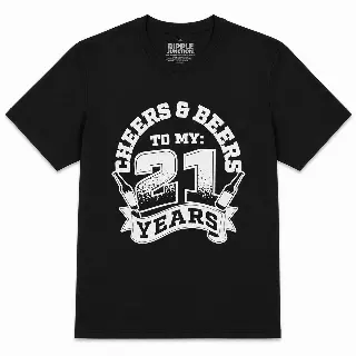 CHEERS & BEERS TO 21 T-SHIRT BLACK
