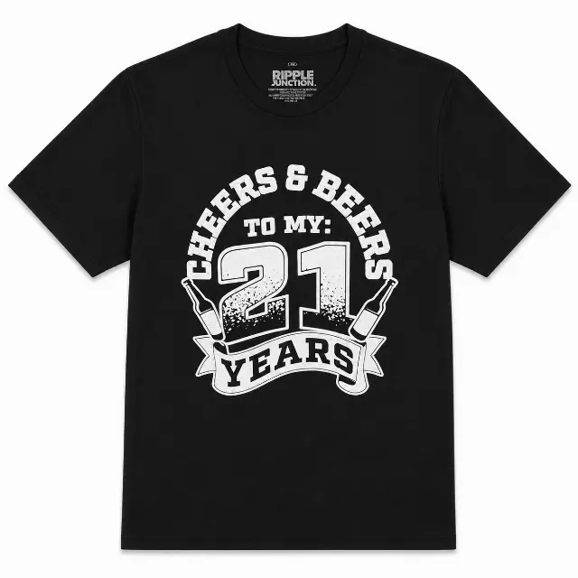 CHEERS & BEERS TO 21 T-SHIRT BLACK