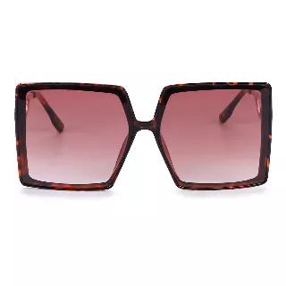 Fashion Oversized Sunglasses with Open Metal Temple Arms & Linked Oval Side Detail P10705