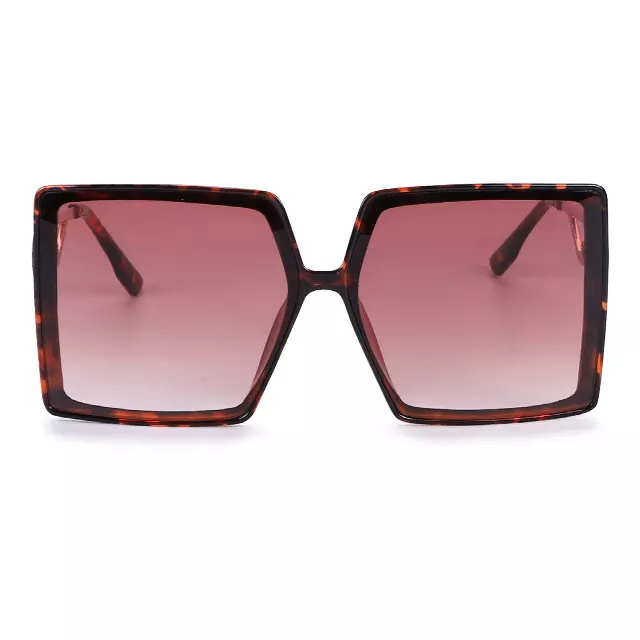 Fashion Oversized Sunglasses with Open Metal Temple Arms & Linked Oval Side Detail P10705
