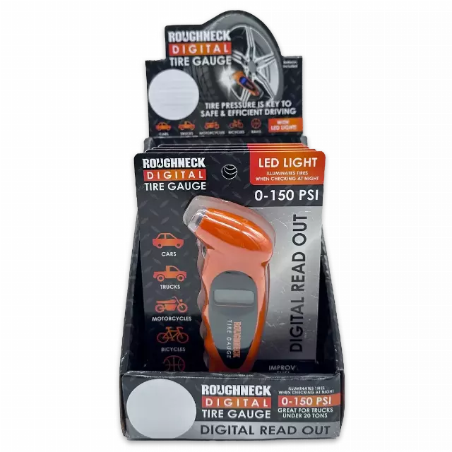 Digital Tire Gauge with LED Light - 4 Pieces Per Retail Ready Display 41655