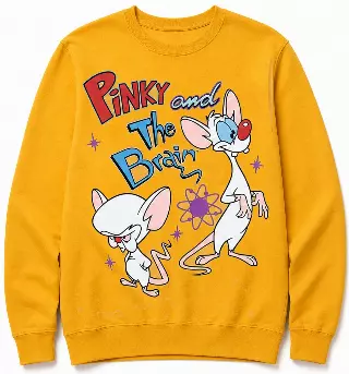 ANIMANIACS PINK & THE BRAIN STAR CREWNECK GOLD