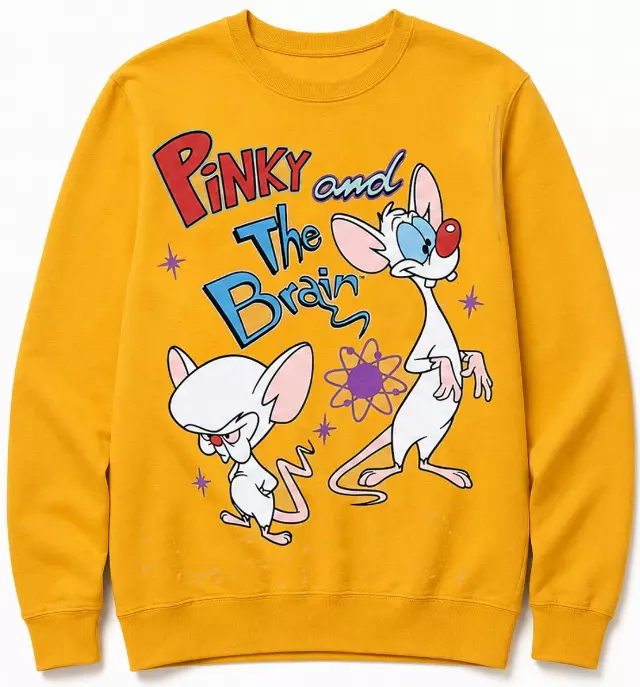 ANIMANIACS PINK & THE BRAIN STAR CREWNECK GOLD