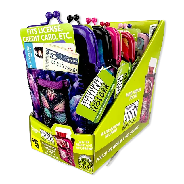 Neoprene Cigarette Pouch with Pocket - 6 Pieces Per Retail Ready Display 40312