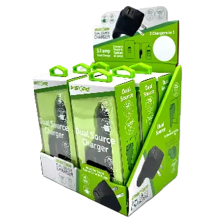 Car Charger and Wall Charger Combo Dual Port USB / USB-C 3.1 Amp - 6 Pieces Per Retail Ready Display 23708