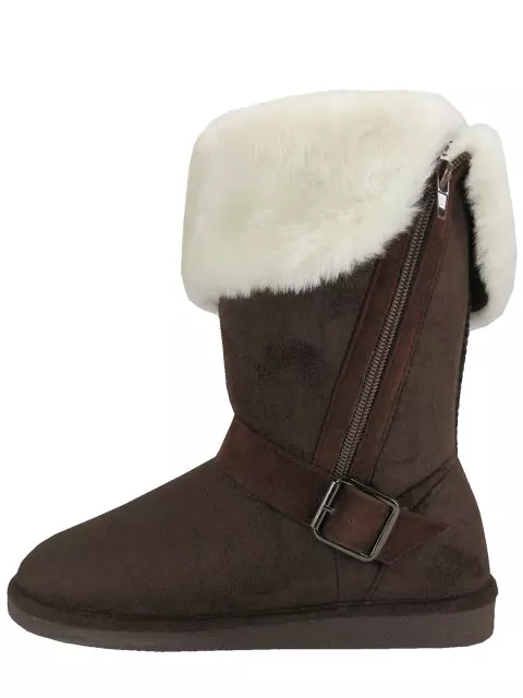 S5520L - Women's Micro Suede Fold Over Faux Fur Lined Boots — Brown (S5520L-T) / 6-11 Assorted